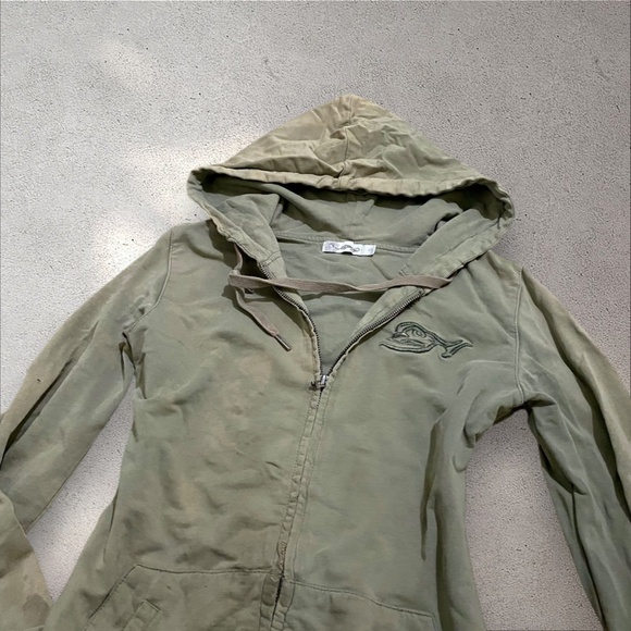 Vintage Ed Hardy Olive Green Tiger Full Zip Hoodie - Picture 4 of 10